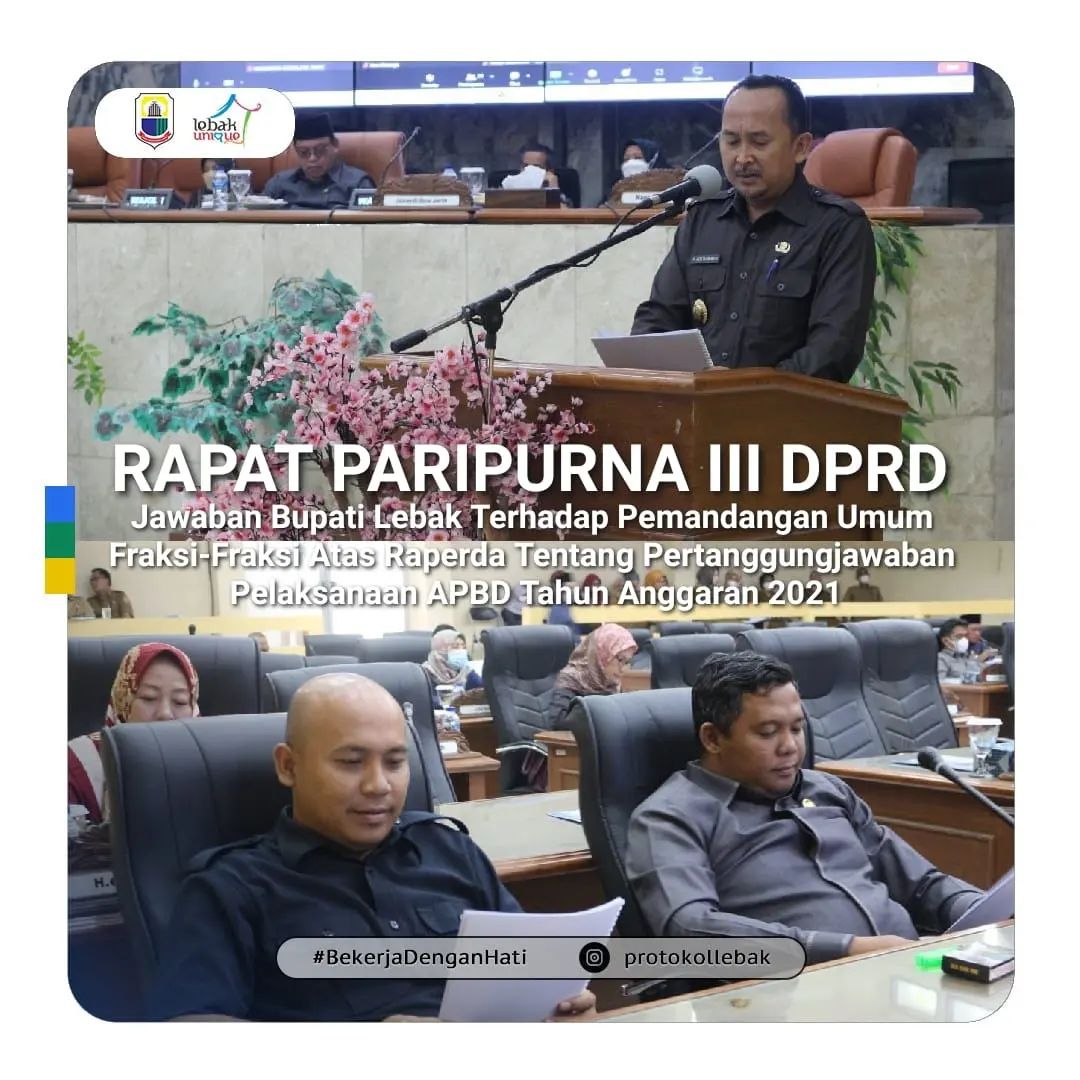 Wabup Lebak Sampaikan Jawaban Bupati Atas Pemandangan Umum Fraksi Tentang Pelaksanaan Apbd Tahun 9397